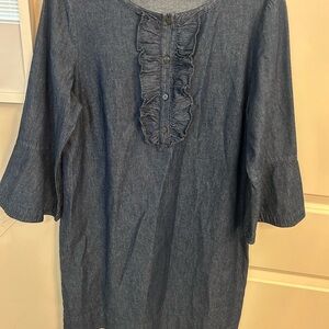 Draper James Denim Dress with Ruffle detail & bell sleeves
